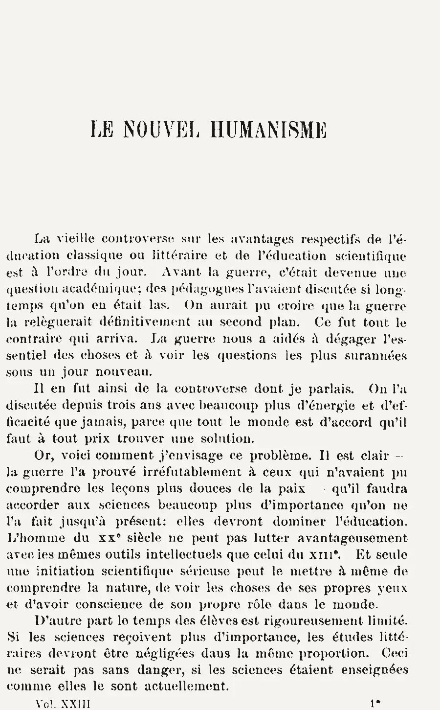 1918 年《新人文主义》首页，意大利《科学》杂志第 23 卷第 161 页